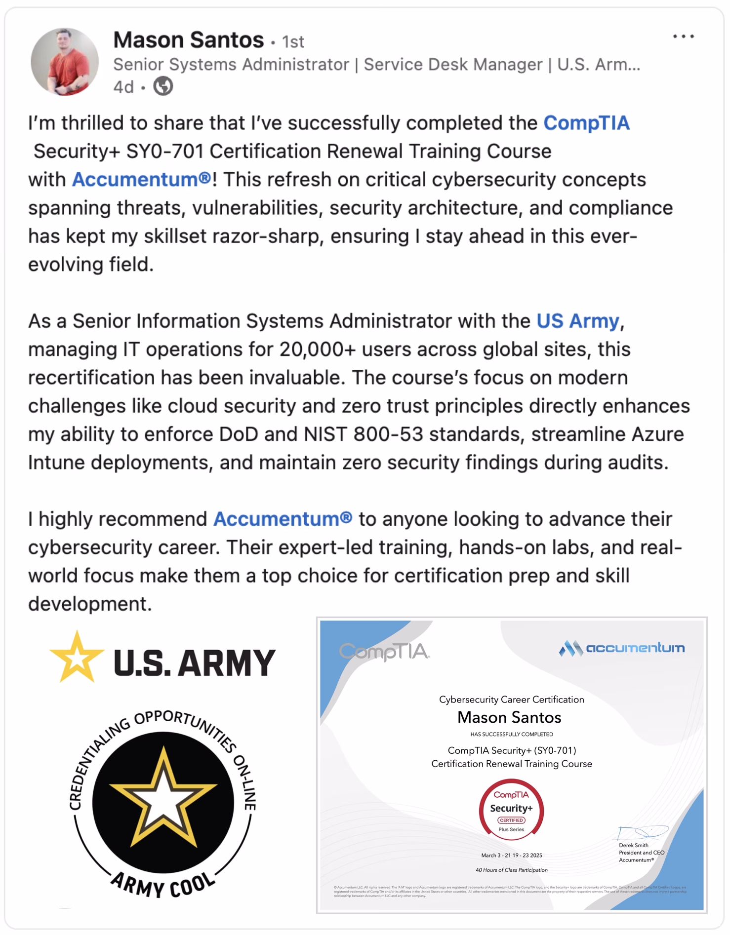 Accumentum alumni certification and training success story 67