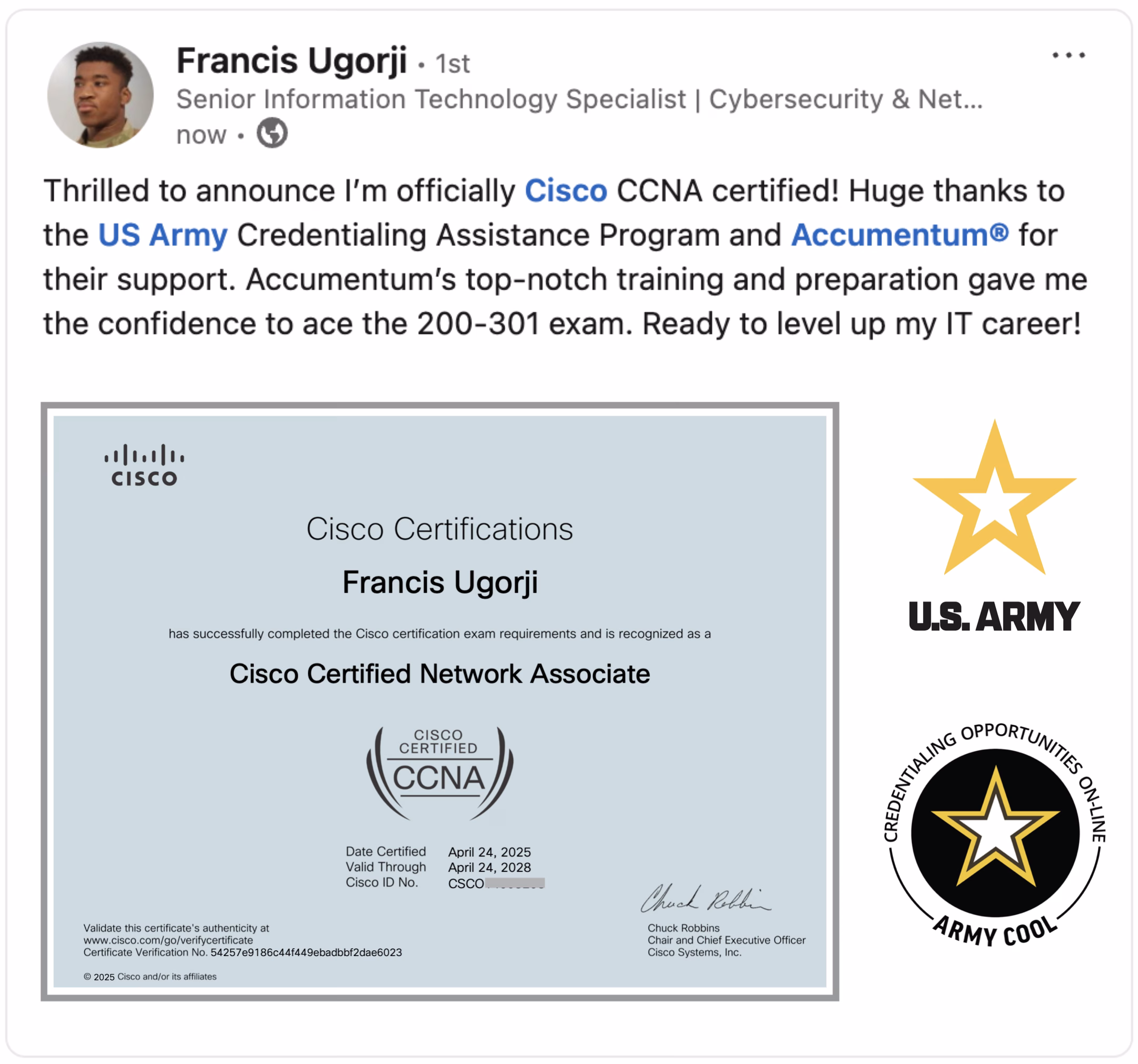 Accumentum alumni certification and training success story 49