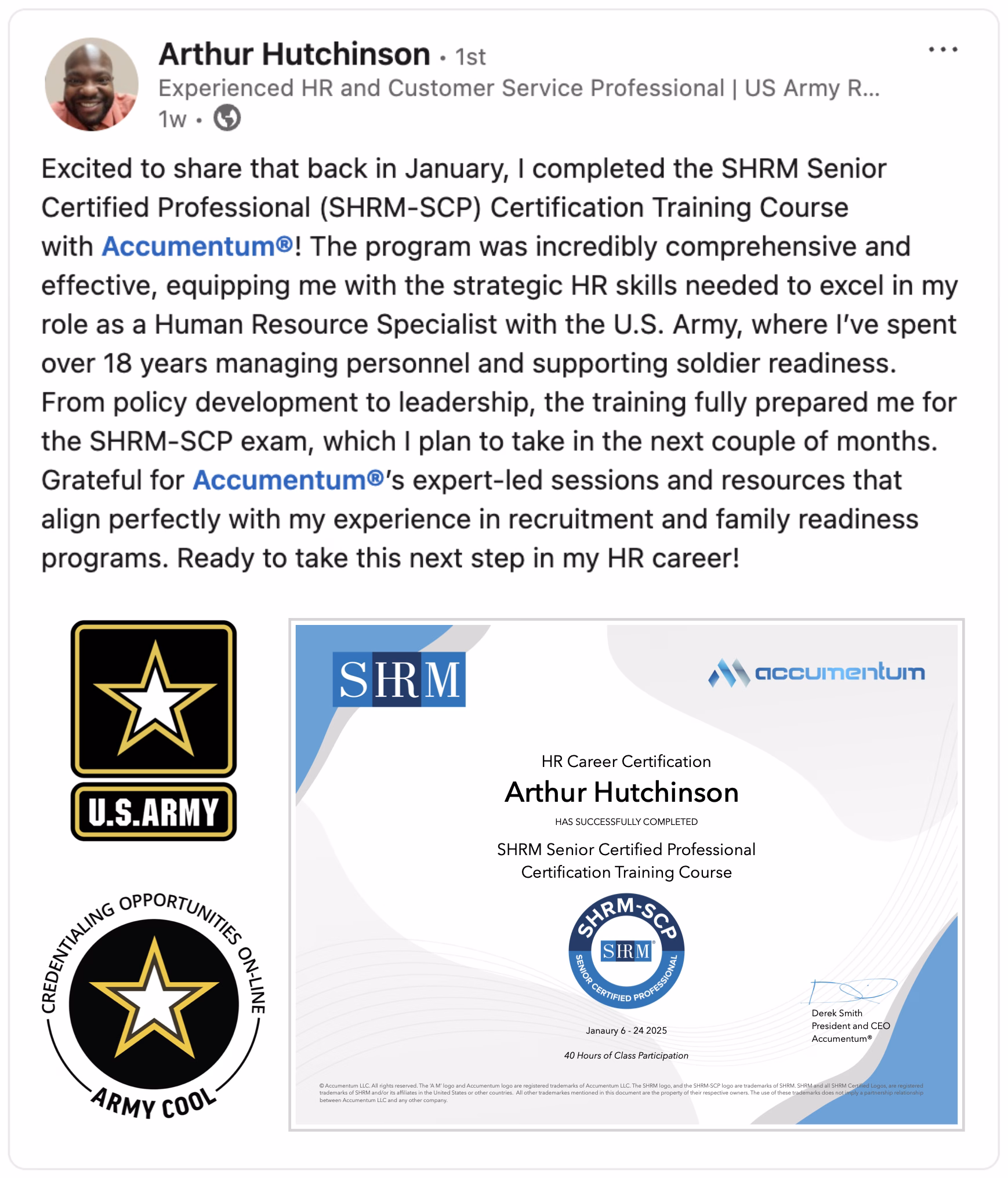 Accumentum alumni certification and training success story 34