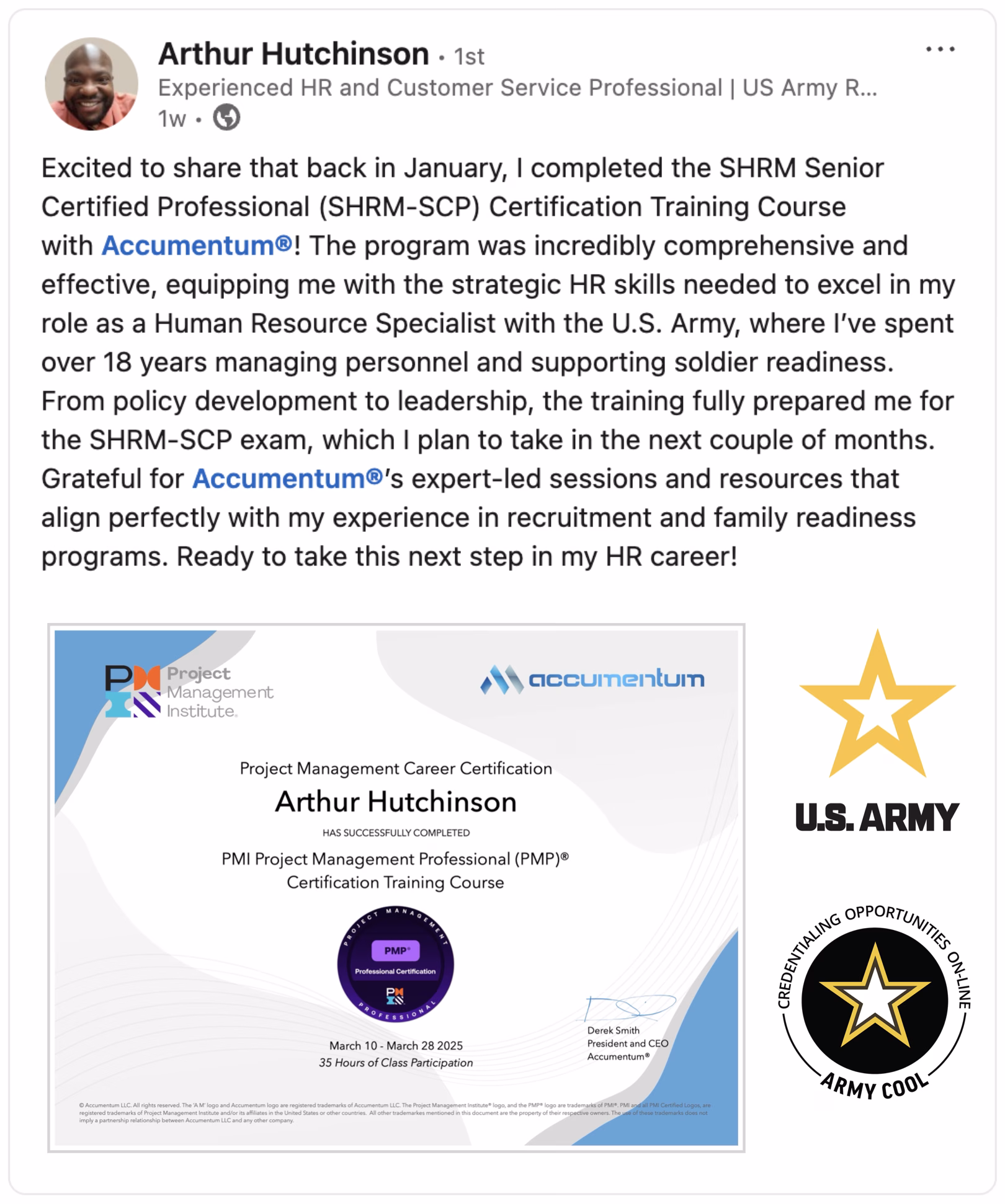 Accumentum alumni certification and training success story 51