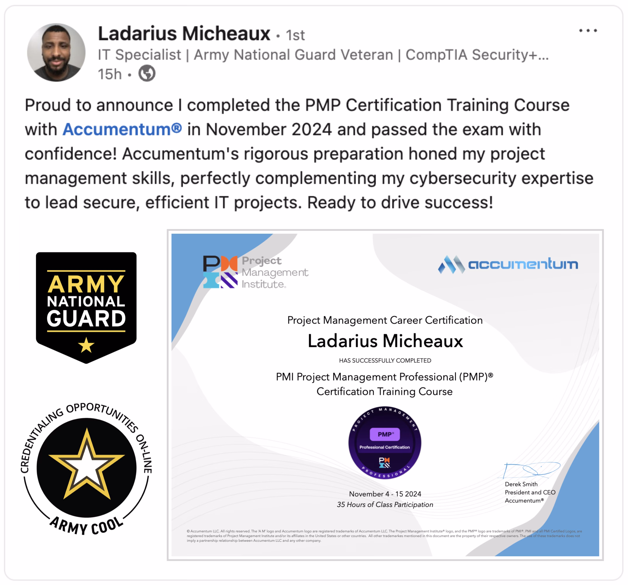 Accumentum alumni certification and training success story 66
