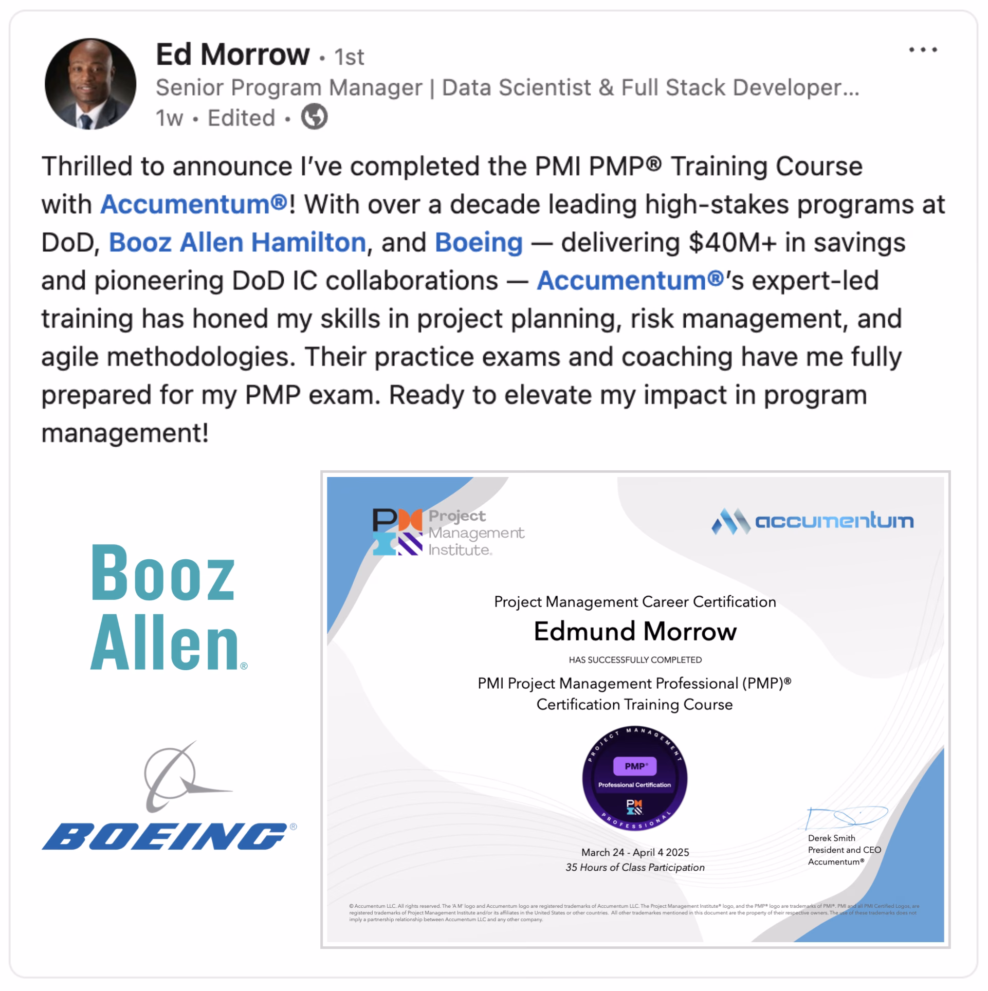 Accumentum alumni certification and training success story 69