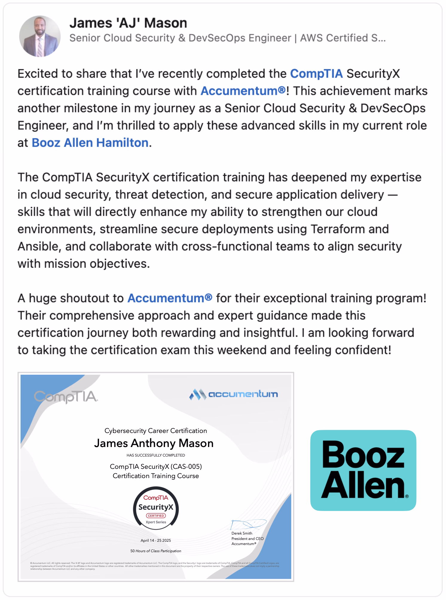 Accumentum alumni certification and training success story 12