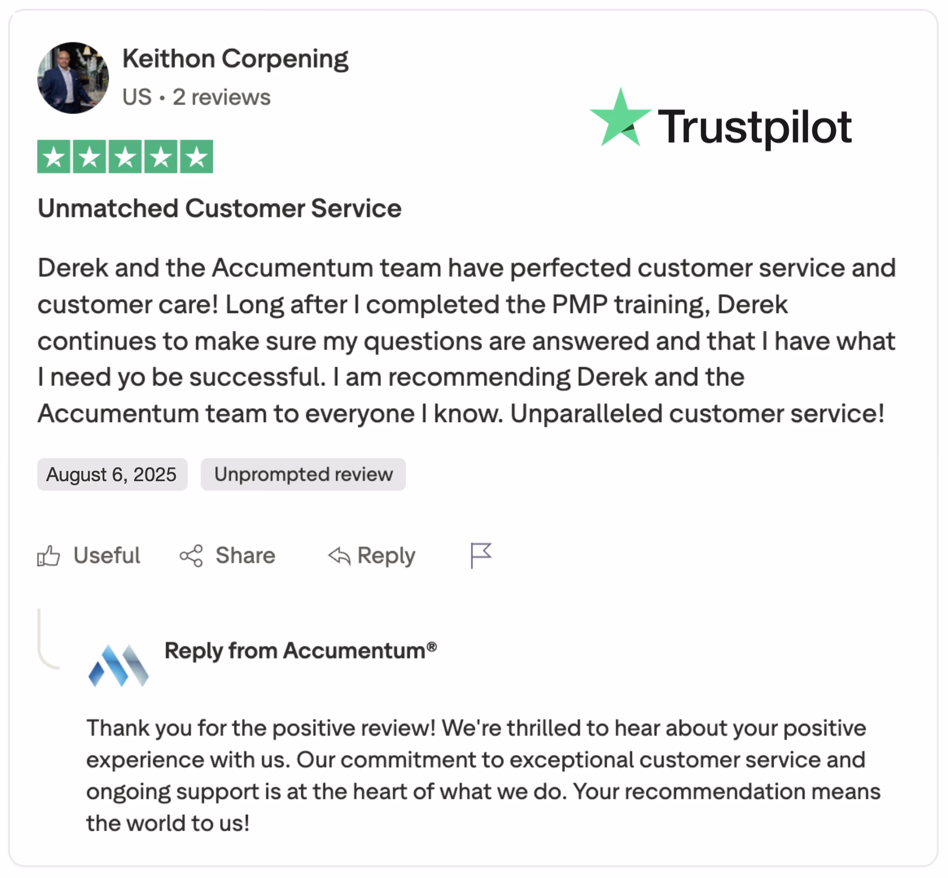 Accumentum alumni certification and training success story 50