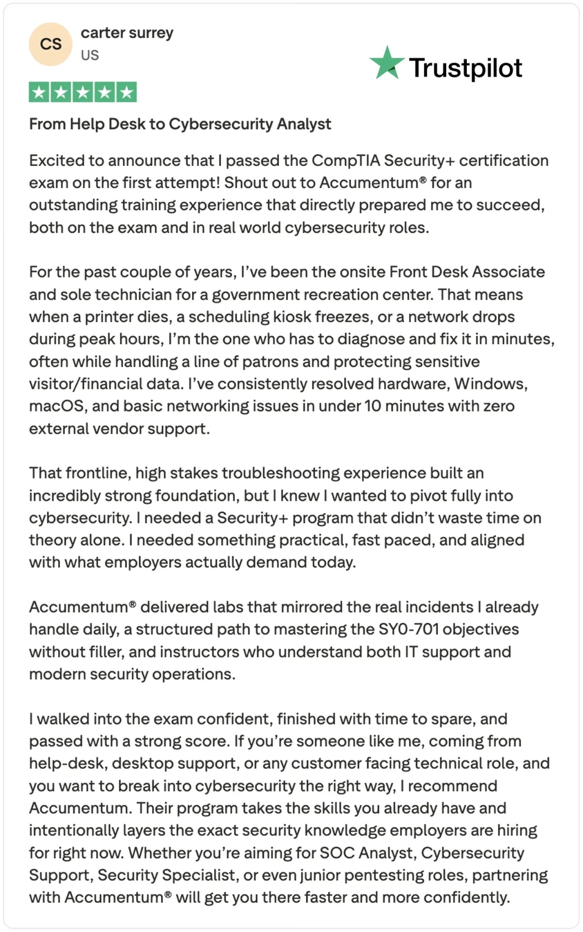 Accumentum alumni certification and training success story 14