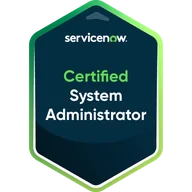 ServiceNow Certified System Administrator badge