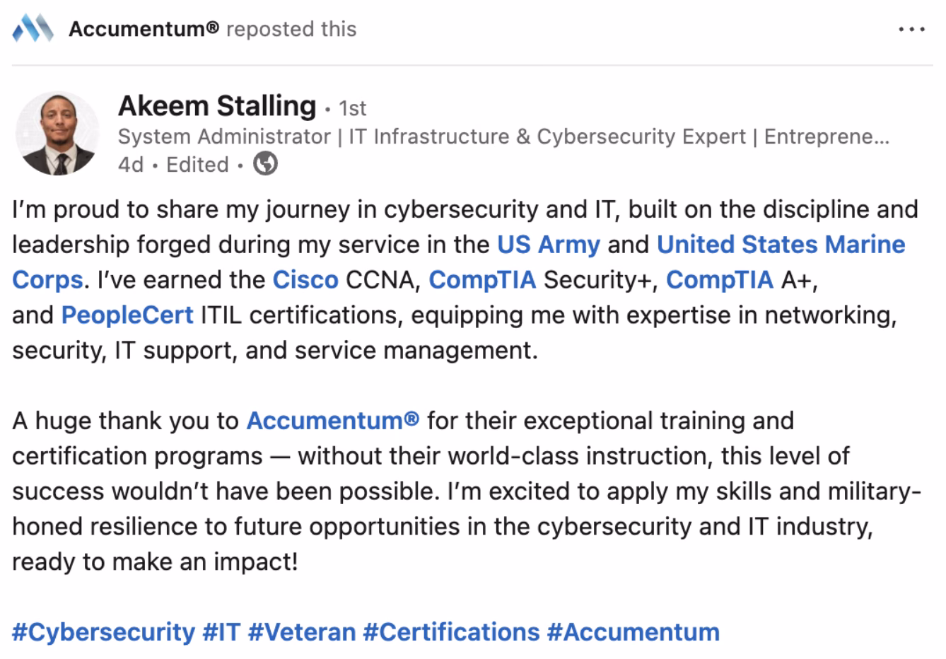 LinkedIn Optimization Program with Accumentum Example