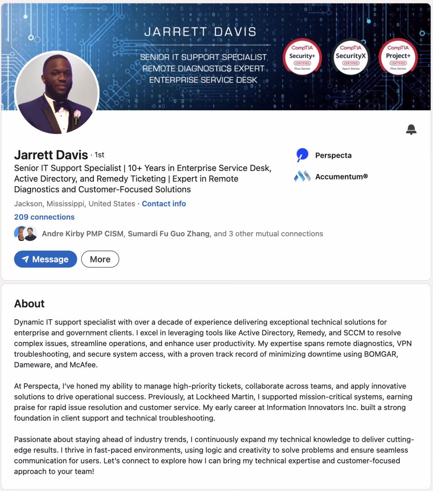 LinkedIn Optimization Program Example 8