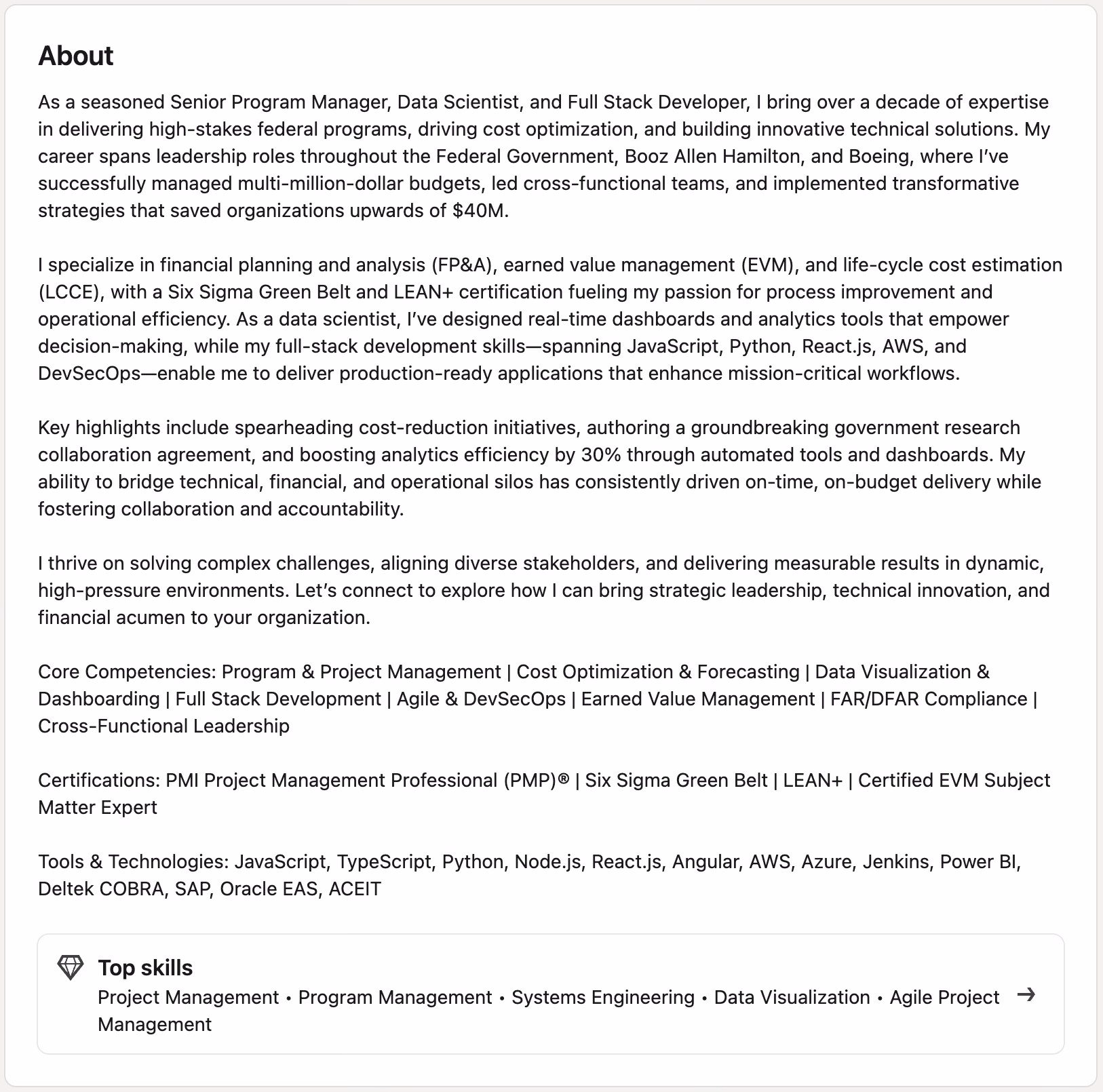 LinkedIn Optimization Program with Accumentum Example 2