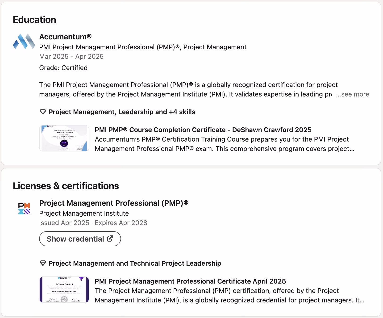 LinkedIn Optimization Program with Accumentum Example 4