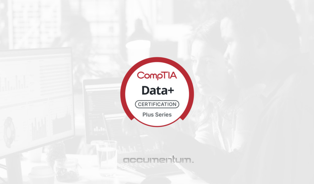 CompTIA Data+ Certification Training Course with Accumentum for data analytics, visualization, reporting, SQL, statistics, and certification exam preparation.